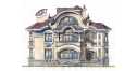  Проект трёхэтажного дома из кирпича в стиле барокко с мансардным этажом и эркерами, с площадью до 500 кв м - LK-142
